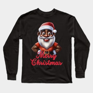 Black Santa, African American Santa Long Sleeve T-Shirt